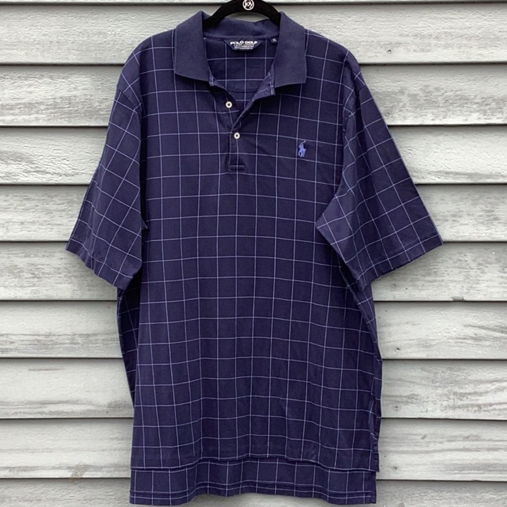 Polo Golf by Ralph Lauren Blue Polo Shirt with Checkered Pattern XL
